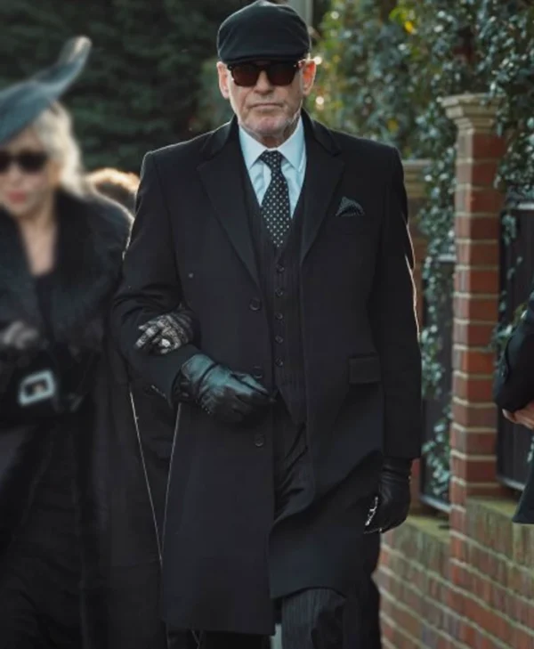 MobLand S01 Conrad Harrigan Black Coat Front