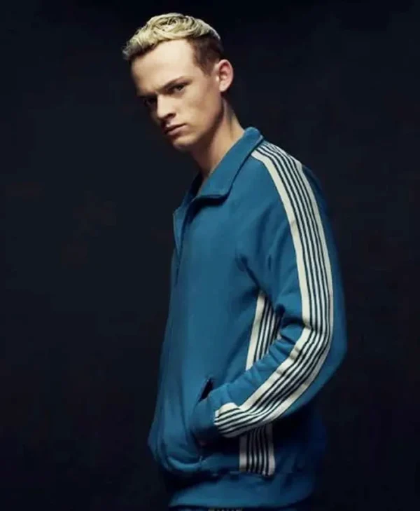 MobLand S01 Eddie Harrigan Blue Track Jacket Front