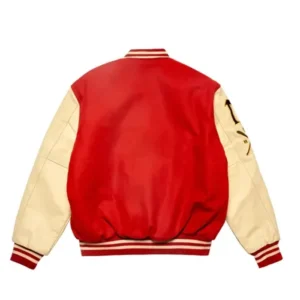 Nas Varsity Red Jacket Back