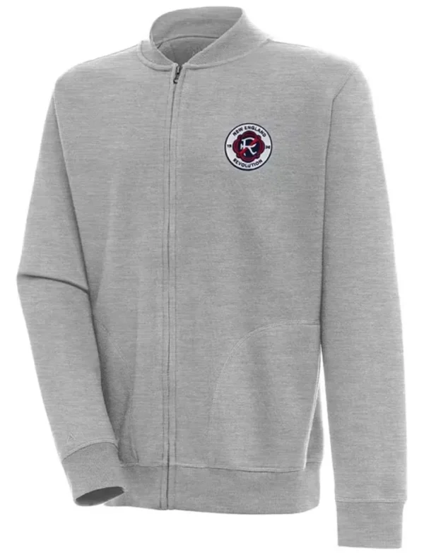 New England Revolution Grey Zipper Bomber Jacket