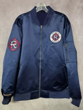 New England Revolution Navy Blue Zipper Bomber Jacket