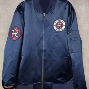 New England Revolution Navy Blue Zipper Bomber Jacket