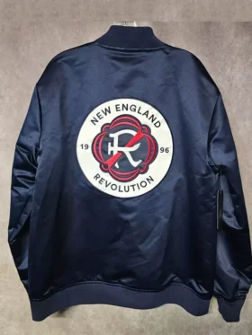New England Revolution Navy Blue Zipper Bomber Jacket Back