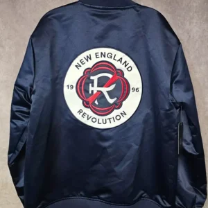 New England Revolution Navy Blue Zipper Bomber Jacket Back