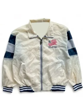 New England Revolution White Vintage Bomber Jacket