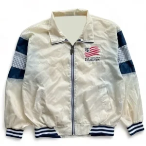 New England Revolution White Vintage Bomber Jacket