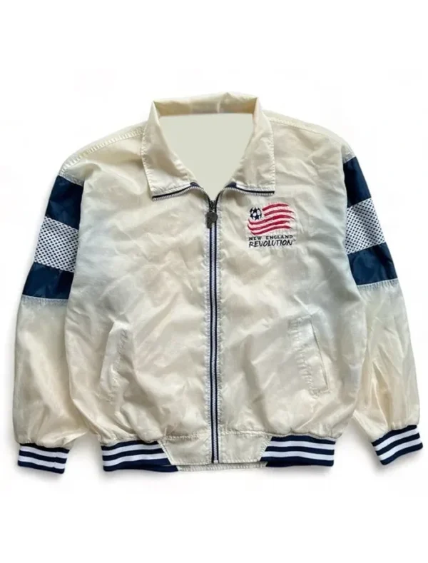 New England Revolution White Vintage Bomber Jacket