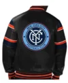 New York City FC Leather Bomber Full Snap Jacket Back