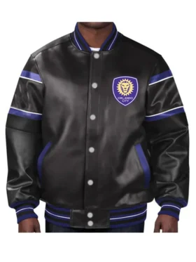 Orlando City Leather Bomber Full Snap Jacket