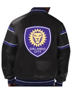 Orlando City Leather Bomber Full Snap Jacket Back