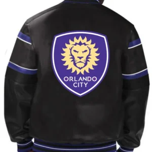Orlando City Leather Bomber Full Snap Jacket Back