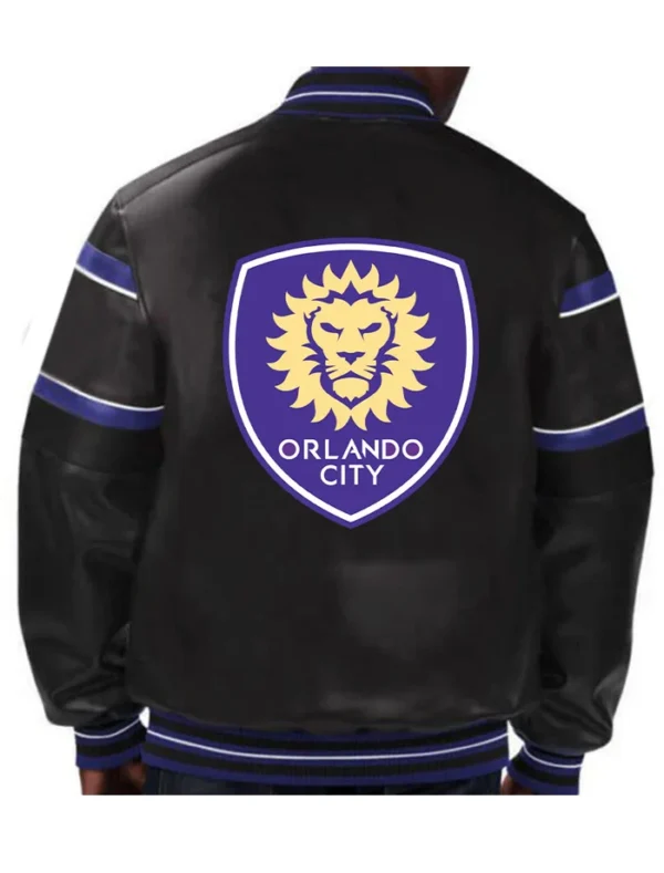 Orlando City Leather Bomber Full Snap Jacket Back
