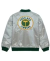 Portland Timbers Grey Satin Bomber Jacket Back