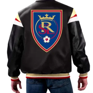 Real Salt Lake Leather Bomber Jacket Back