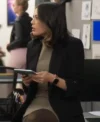 Return to Office 2025 Janel Parrish Black Coat
