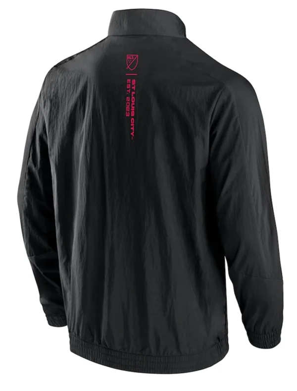 ST Louis City SC Black Zipper Bomber Jacket Back