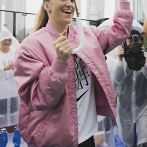 Sabrina Ionescu Pink Varsity Jacket