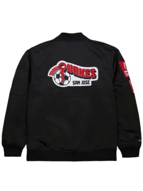 San Jose Earthquakes Black Bomber Zipper Jacket Back