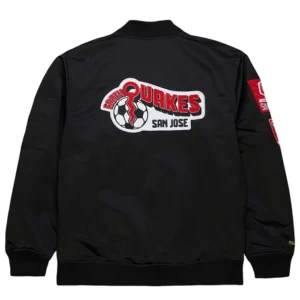 San Jose Earthquakes Black Bomber Zipper Jacket Back