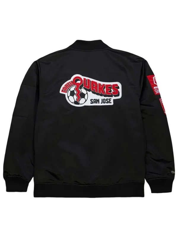 San Jose Earthquakes Black Bomber Zipper Jacket Back