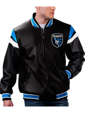 San Jose Earthquakes Leather Bomber Jacket