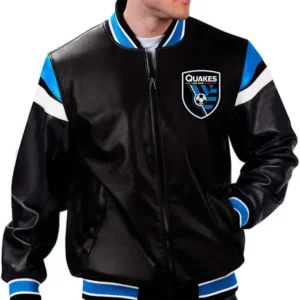 San Jose Earthquakes Leather Bomber Jacket