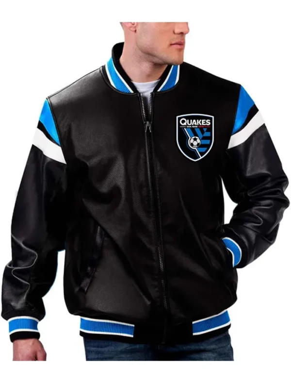 San Jose Earthquakes Leather Bomber Jacket