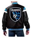 San Jose Earthquakes Leather Bomber Jacket Back