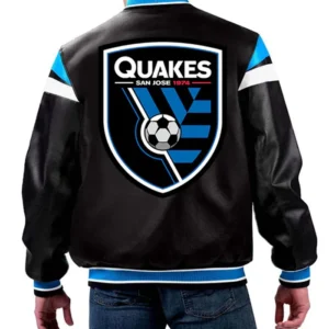 San Jose Earthquakes Leather Bomber Jacket Back
