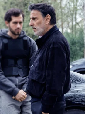 Squad 36 Yvan Attal Black Suede Leather Jacket