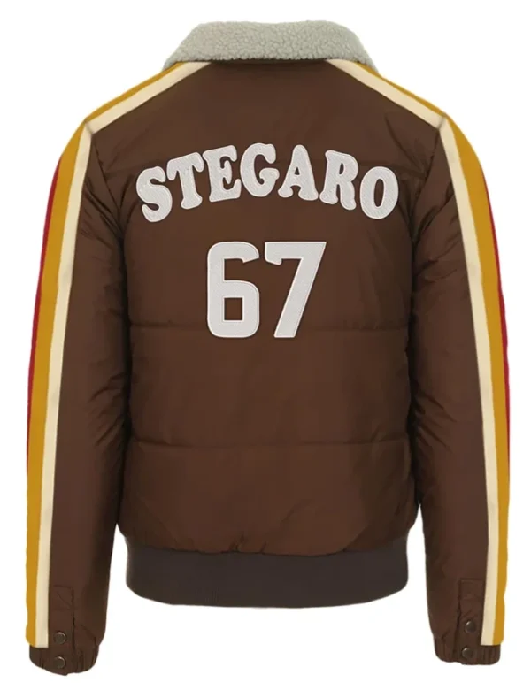 Stegaro Puffer Bomber Jacket Brown Back