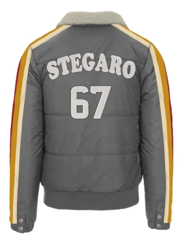 Stegaro Puffer Bomber Jacket Grey Back