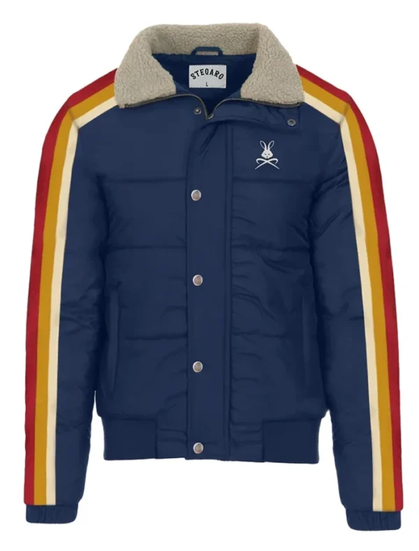 Stegaro Puffer Bomber Jacket Grey Navy Blue