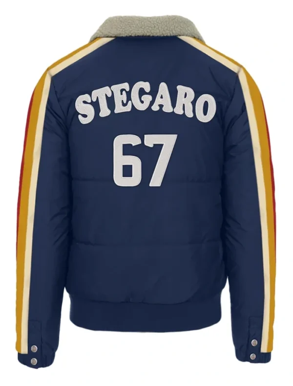 Stegaro Puffer Bomber Jacket Grey Navy Blue Back