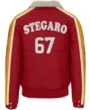 Stegaro Puffer Bomber Jacket Red Back