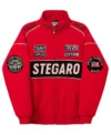 Stegaro Red Moto Bomber Jacket
