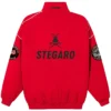 Stegaro Red Moto Bomber Jacket Back