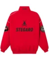 Stegaro Red Moto Bomber Jacket Back