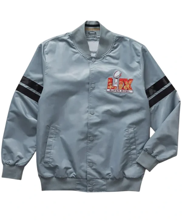 Super Bowl NFL 2025 Grey Varsity Jacket Back