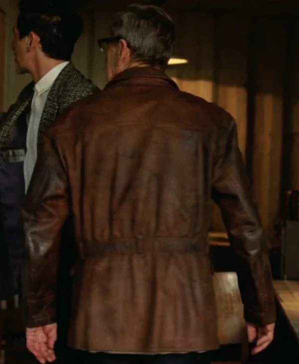 The Brutalist Jonathan Hyde Brown Leather Jacket
