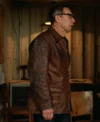 The Brutalist Jonathan Hyde Brown Leather Jacket Back
