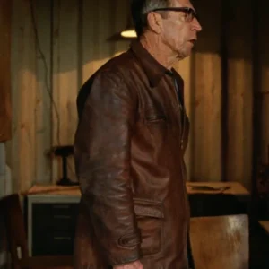 The Brutalist Jonathan Hyde Brown Leather Jacket Back