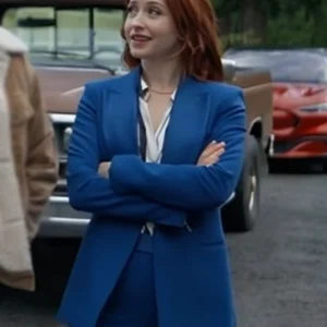 The Wish Swap 2025 Emily Tennant Blue Suit Side