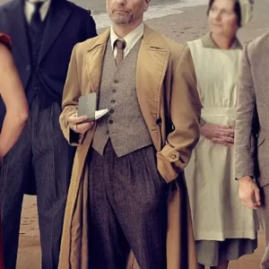 Towards Zero S01 Matthew Rhys Brown Trench Coat Side