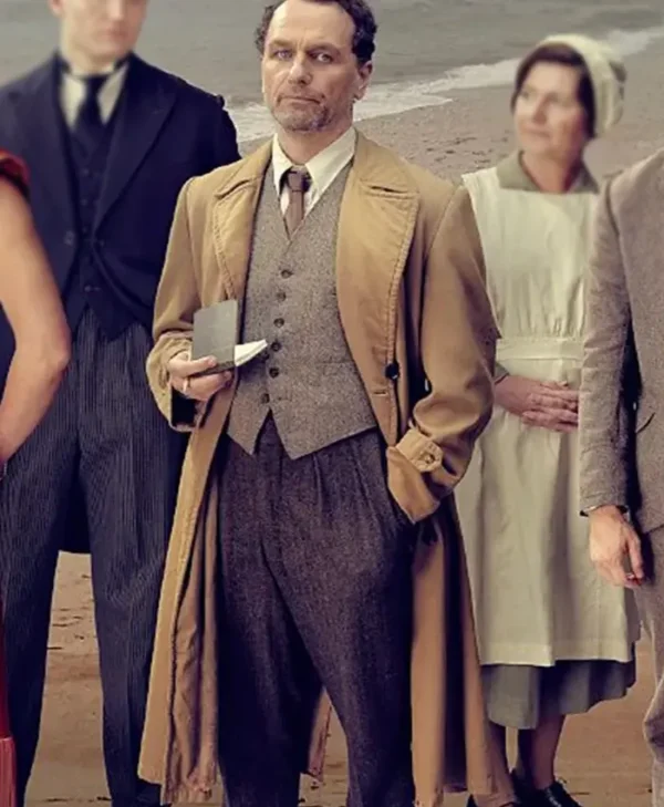 Towards Zero S01 Matthew Rhys Brown Trench Coat Side