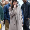Verity 2025 Dakota Johnson Grey Wool Coat Side