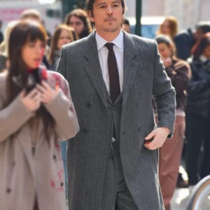 Verity 2025 Josh Hartnett Grey Wool Coat Side