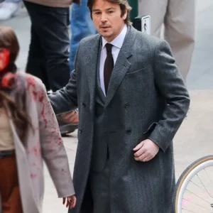 Verity 2025 Josh Hartnett Grey Wool Coat Front