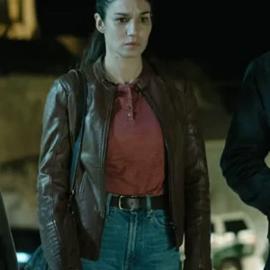 When No One Sees Us S01 Mariela Garriga Brown Leather Jacket