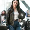 9-1-1 S08 Abigail Spencer Bomber Leather Jacket Side